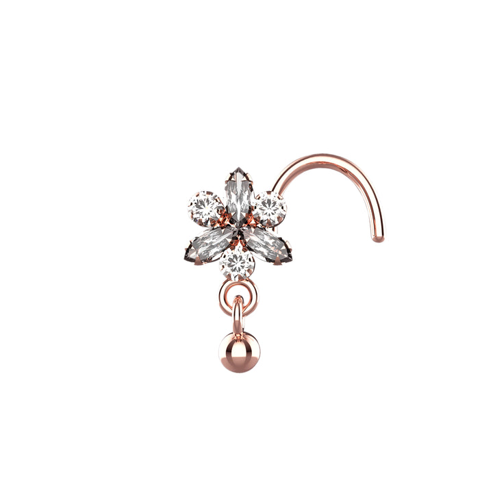 Gold nose ring with charm