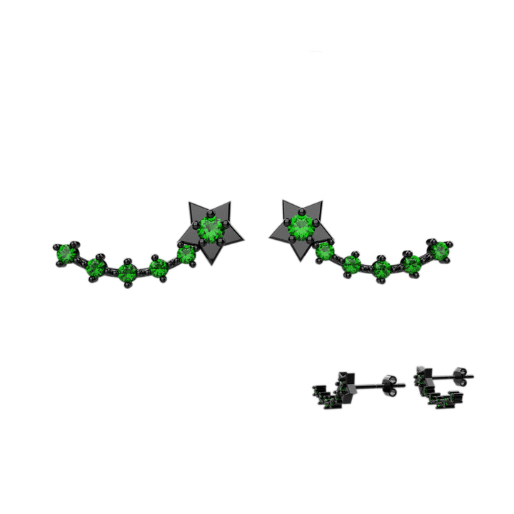 Green stone ear climbers for women