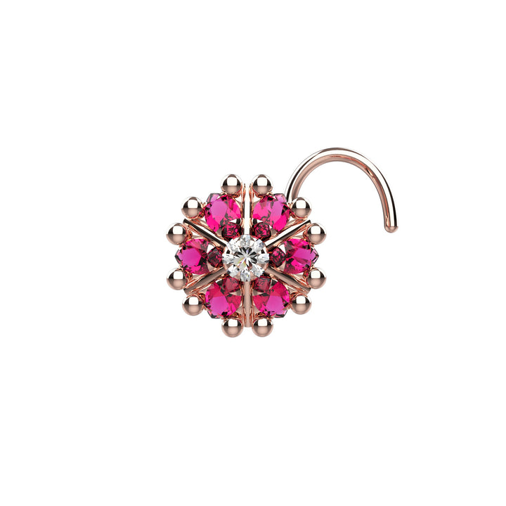 nose piercing jewelry – stylish floral stud and ring