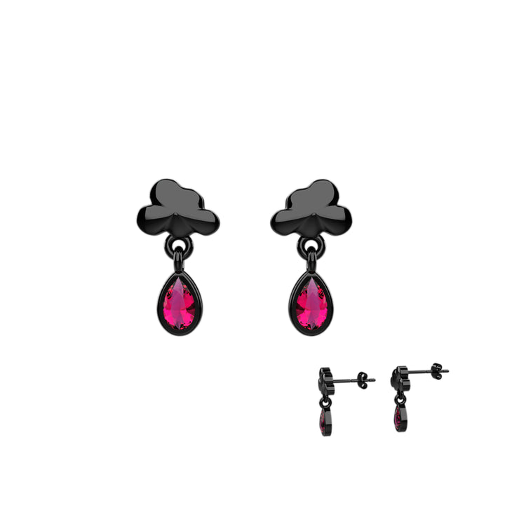 Sterling silver raindrop earrings with ruby stone