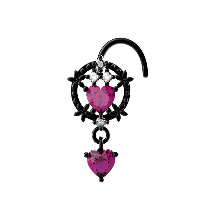 Dangle nose piercing ring in gold/silver