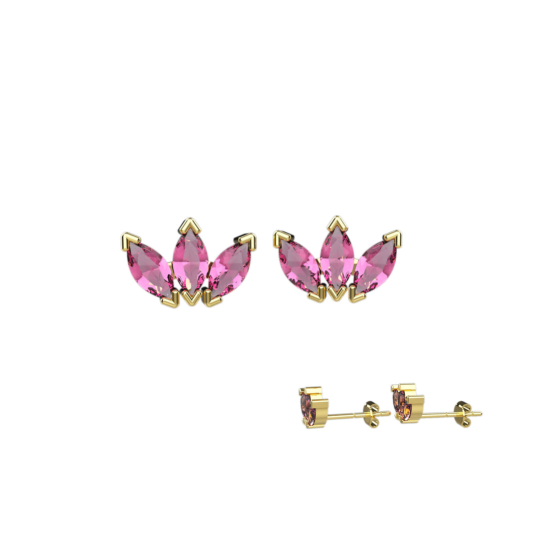 Silver stud earrings for women's – pink gemstone earring