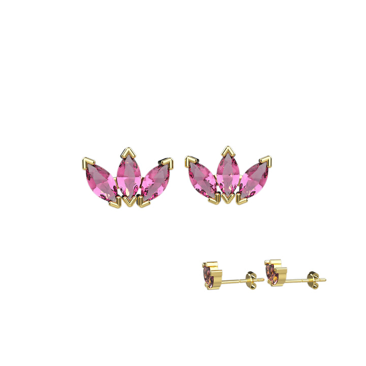 Silver stud earrings for women's – pink gemstone earring
