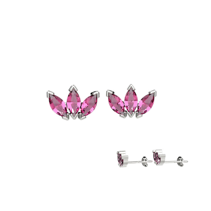 Pink earrings – dainty silver stud earring for women.