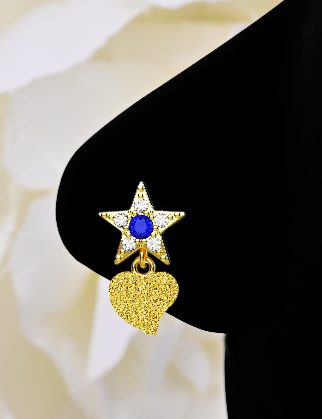 Dangling nose stud gold