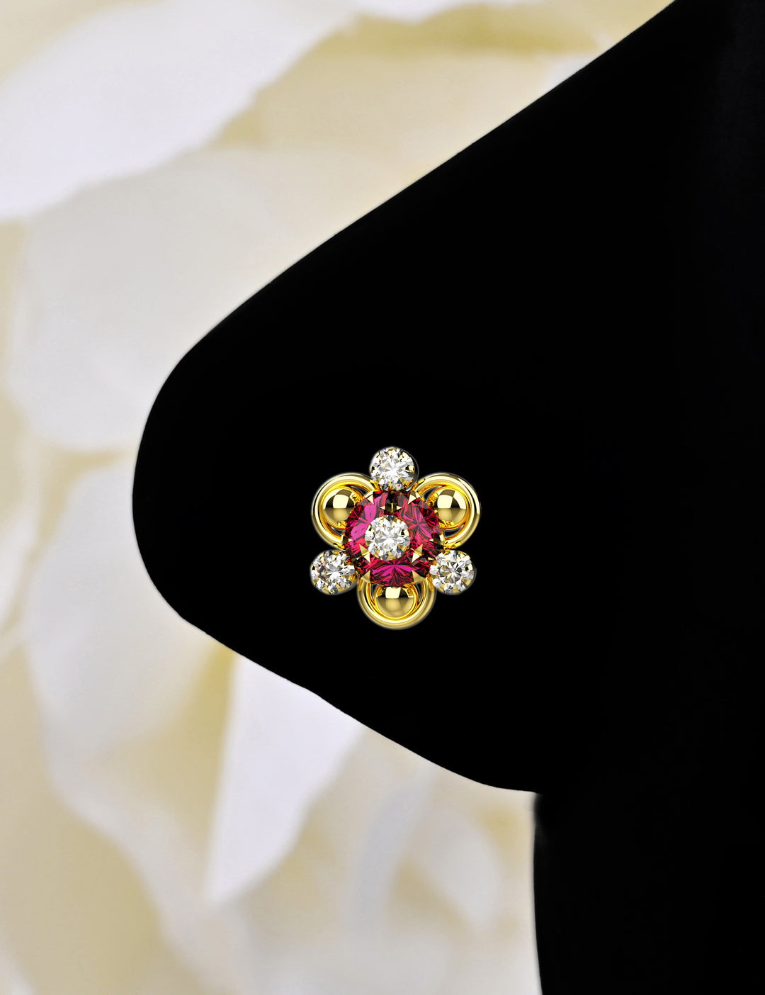 14K gold nose ring for piercing.