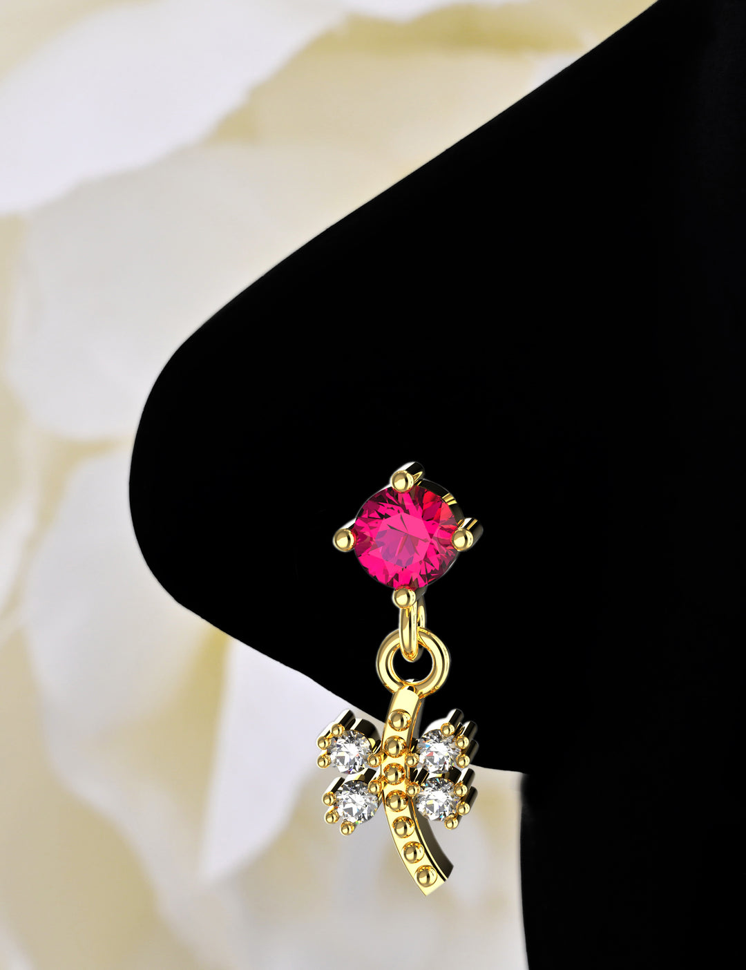Pink dangle nose ring
