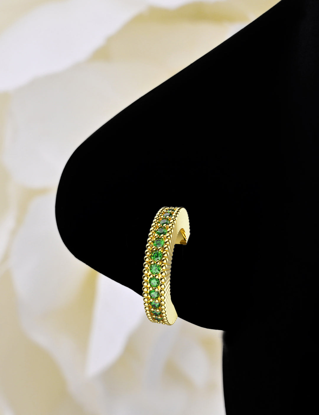 14k gold green nose hoop ring