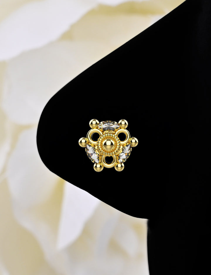 Dainty Diamond Nose Ring in Gold