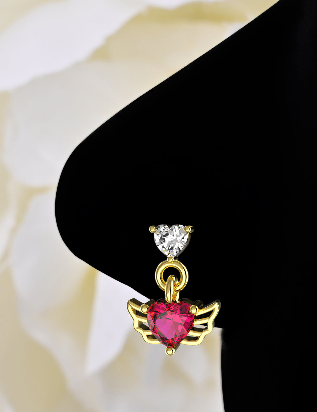 heart jewelry dangle nose ring – elegant and stylish design