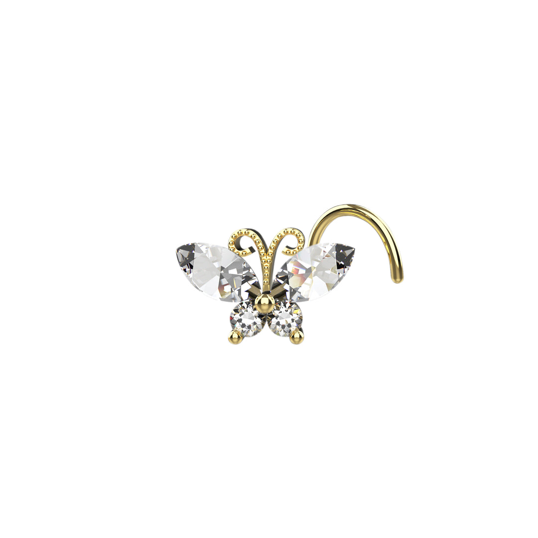 14K Gold Nose Ring – elegant butterfly design
