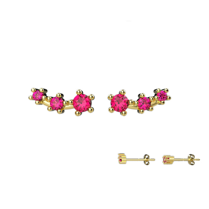 Minimalist ruby gold earrings