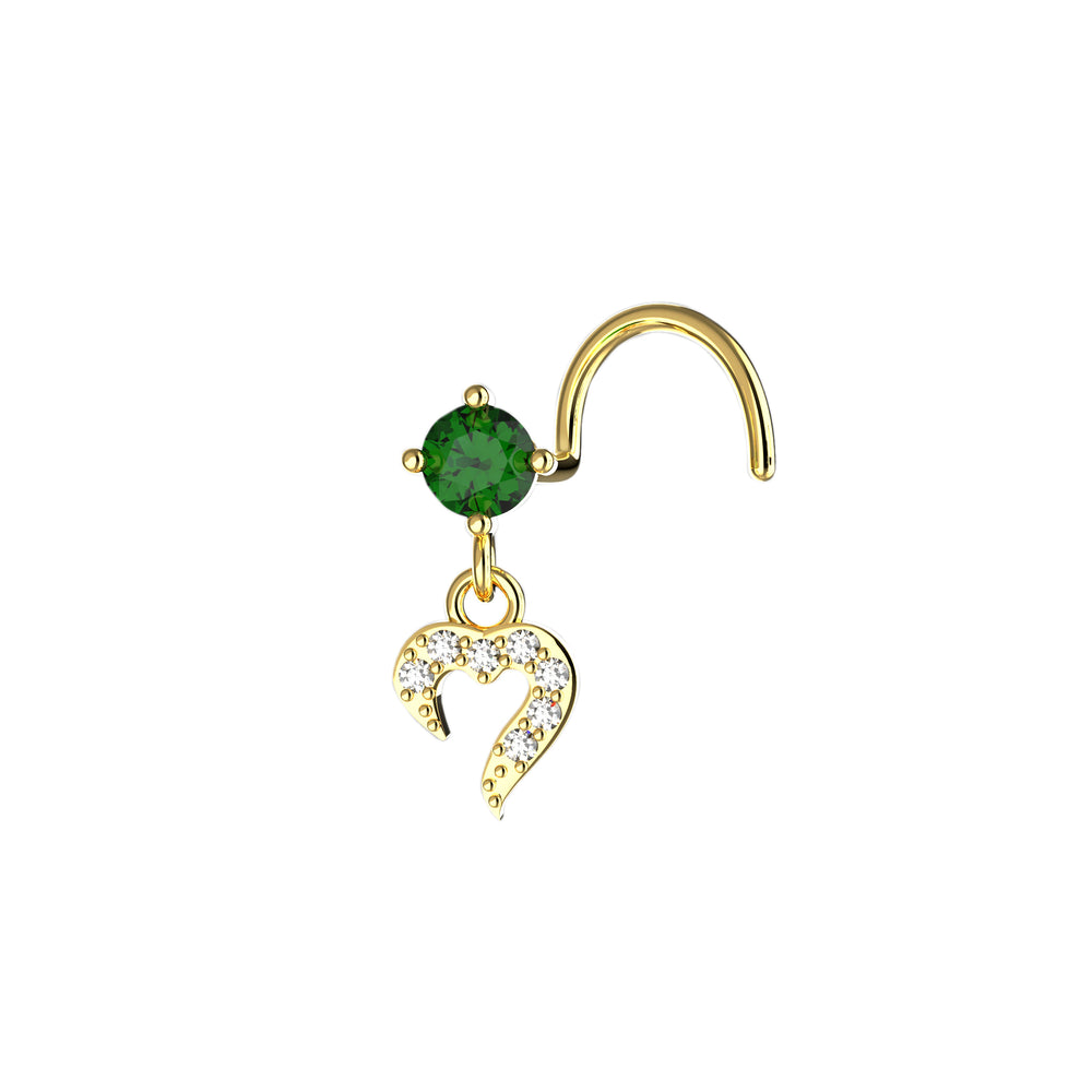 Gold nose ring with heart