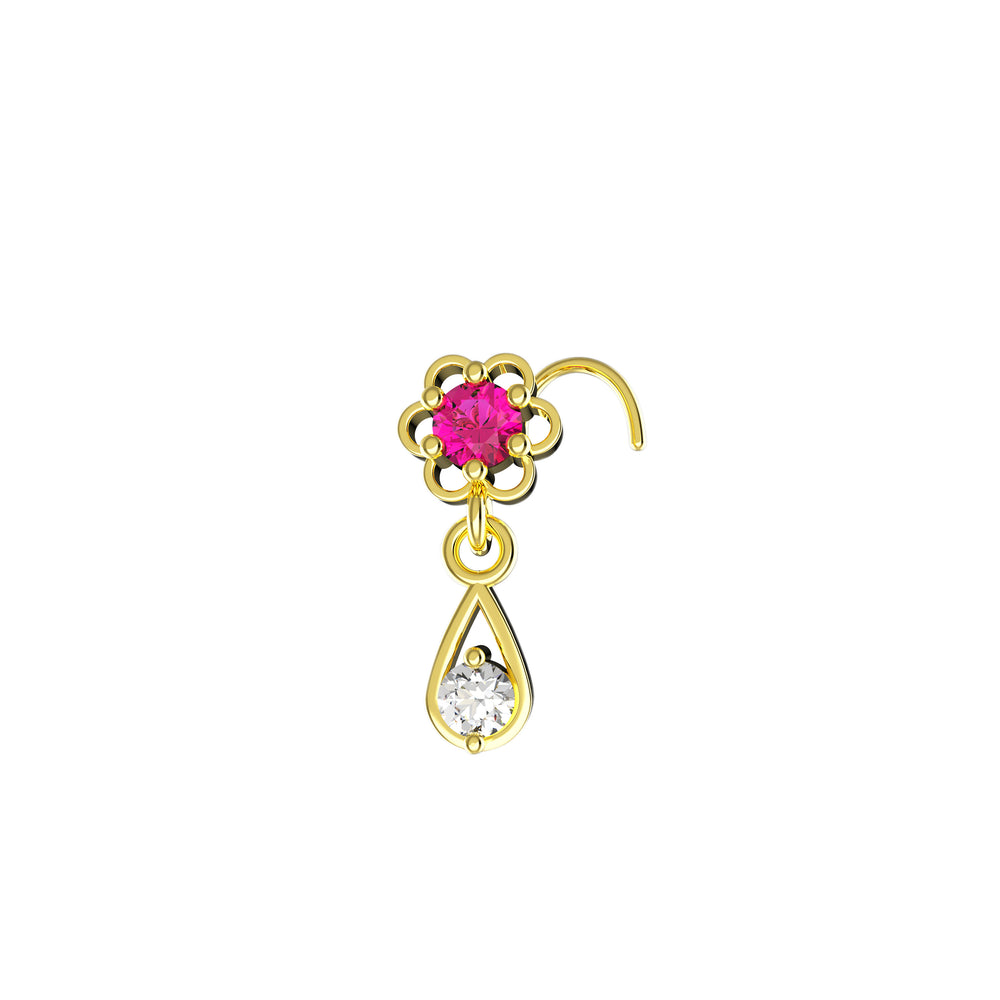 Gold nose piercing stud