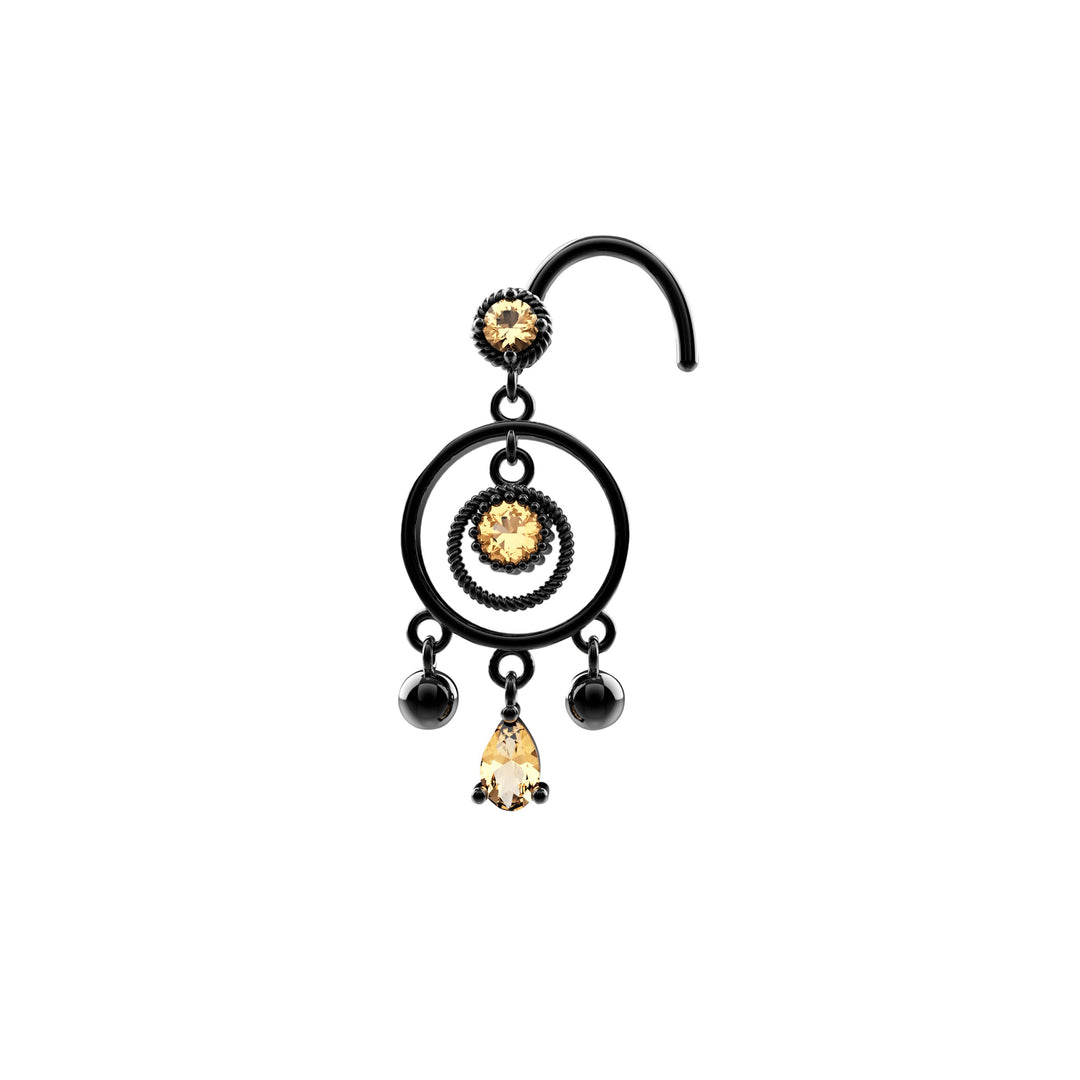 14K gold nose jewelry with dangle design