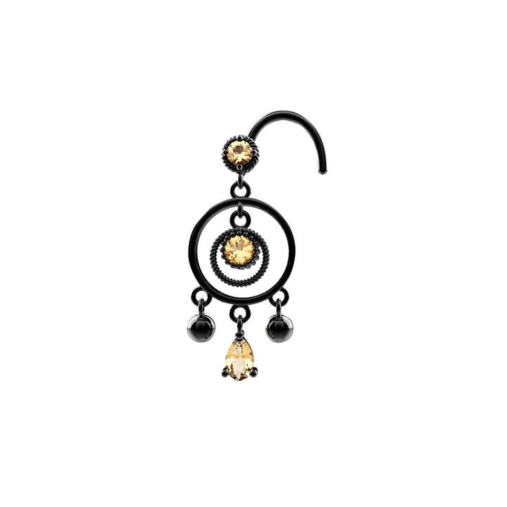 14K gold nose jewelry with dangle design