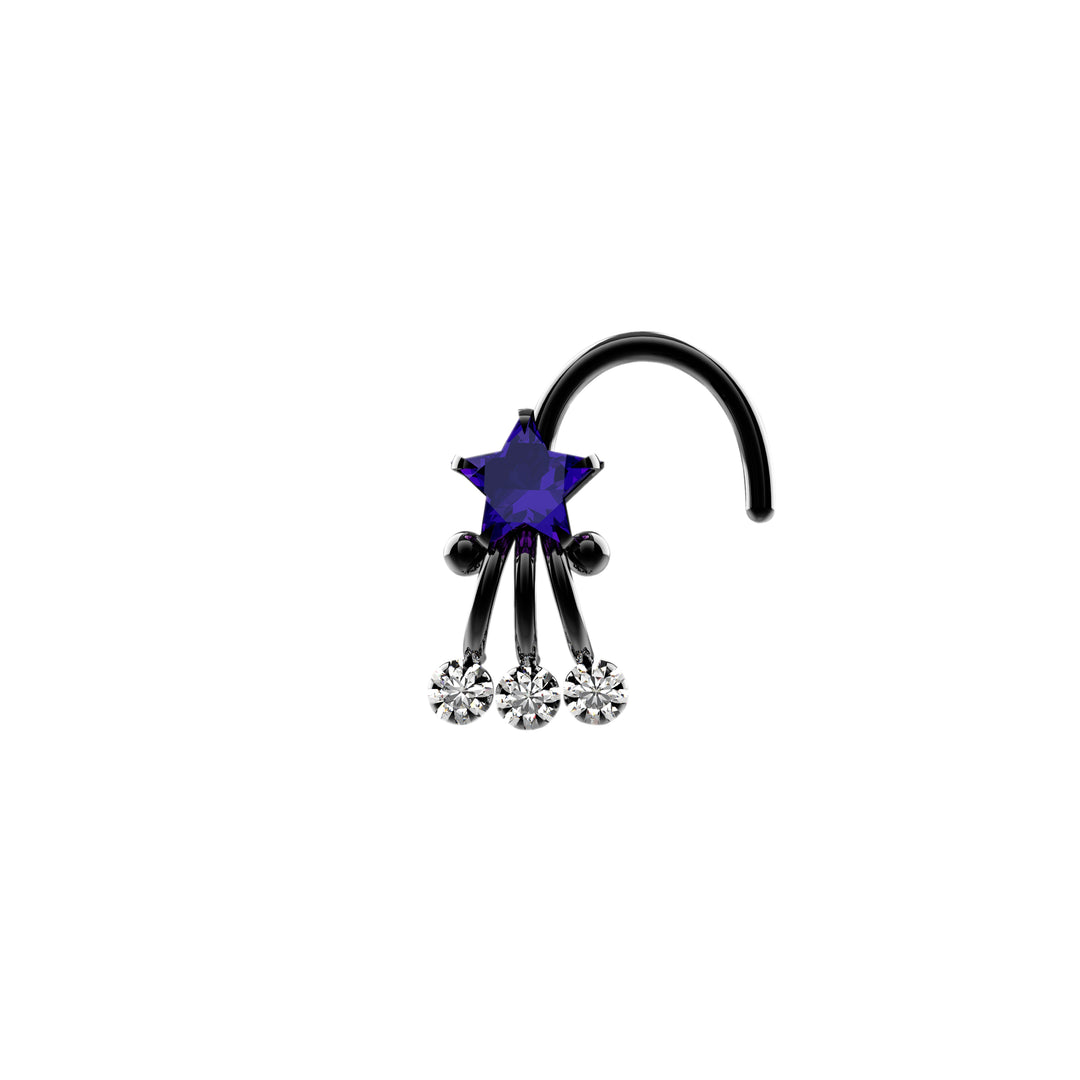 Gold nose ring with star design handmade