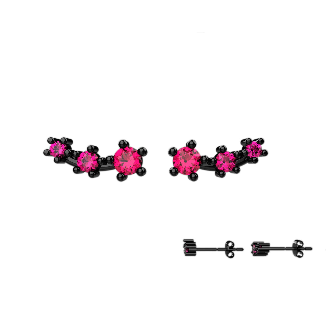 Gold earrings with ruby stones