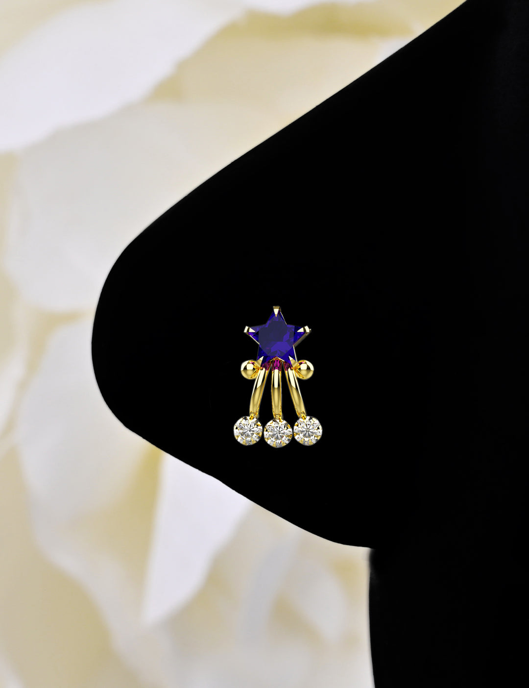 Gold ethnic star nose ring stud