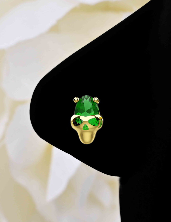 Emerald skull nose stud