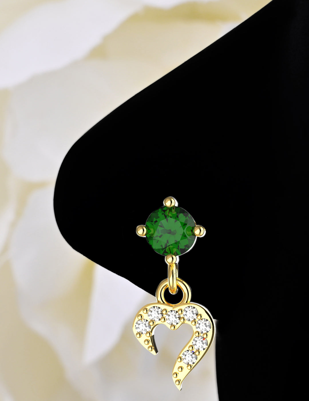 Heart charm dangle nose stud
