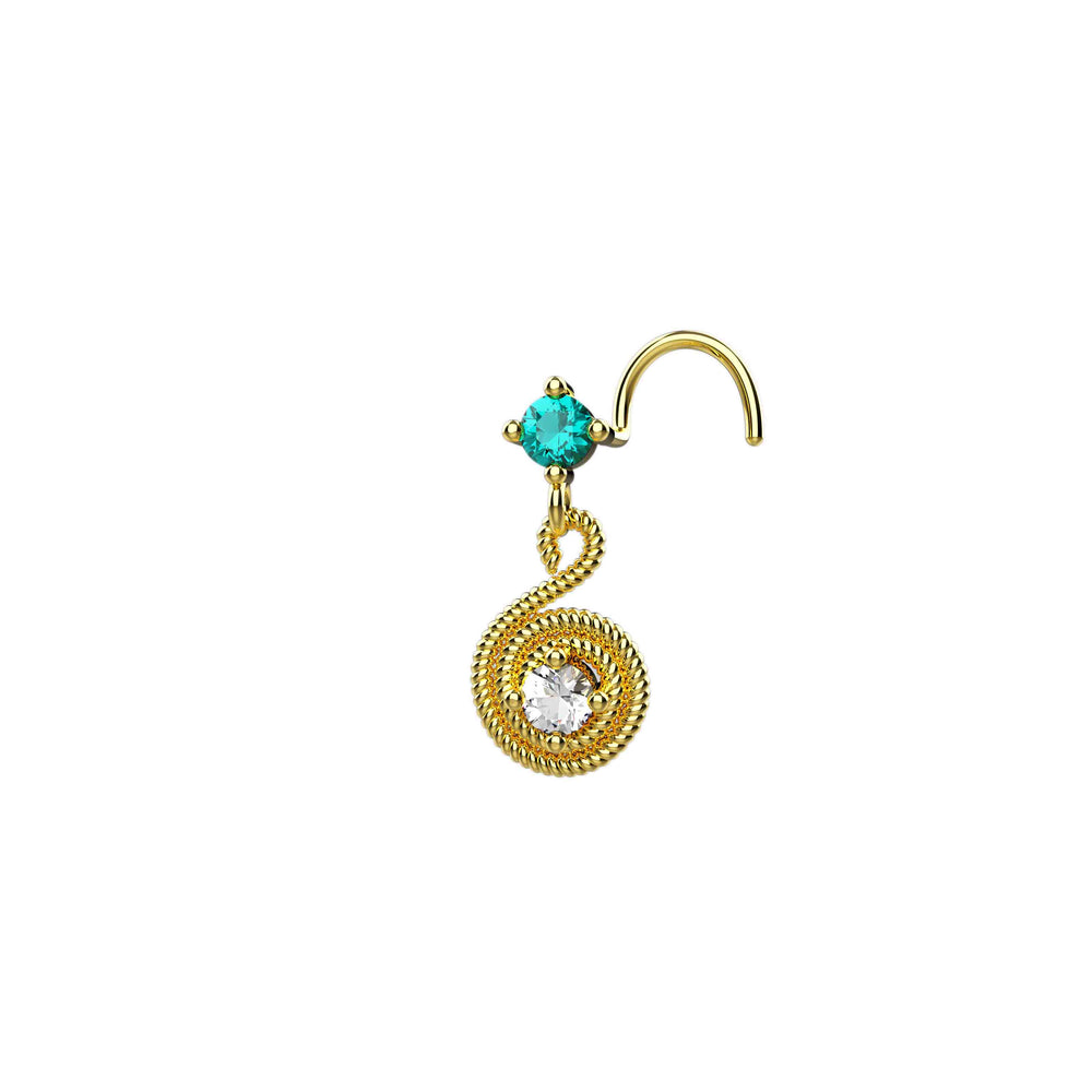 Dangling gold nose ring