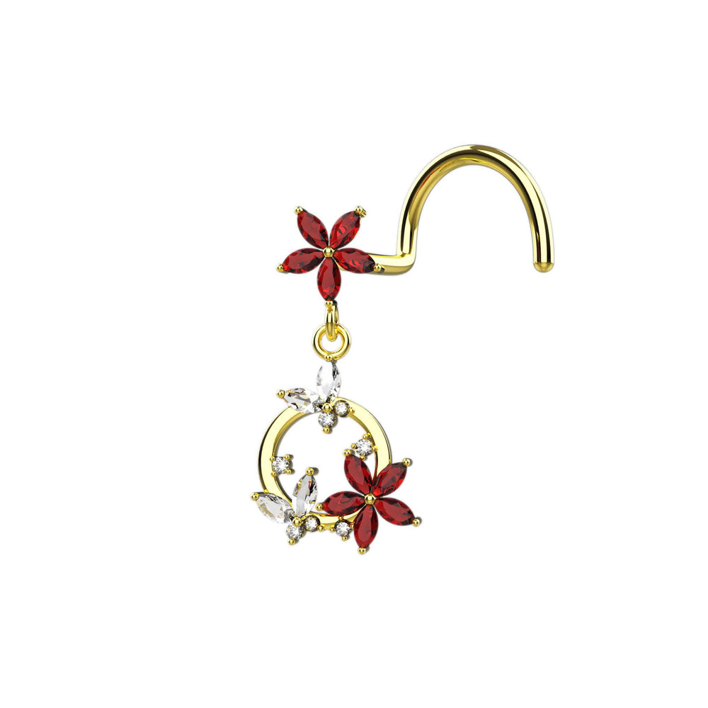 gold nose ring with garnet – stylish and unique jewelry