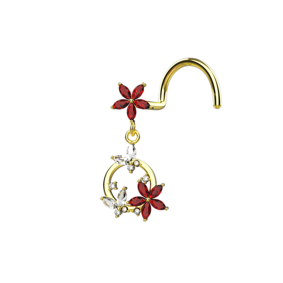 gold nose ring with garnet – stylish and unique jewelry