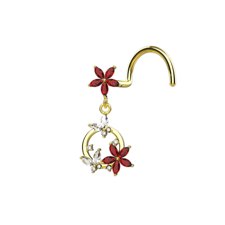 gold nose ring with garnet – stylish and unique jewelry