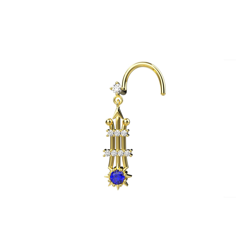 Gold nose stud with charm