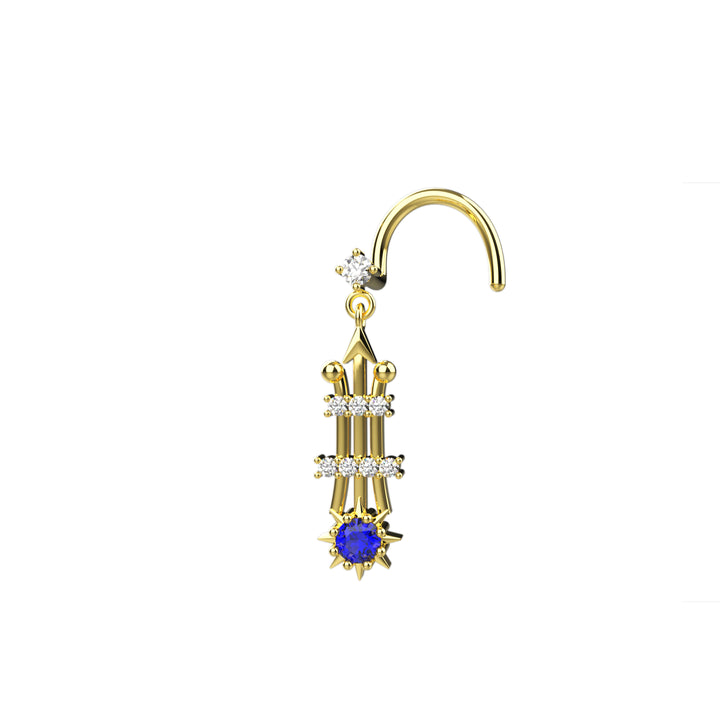 Gold nose stud with charm