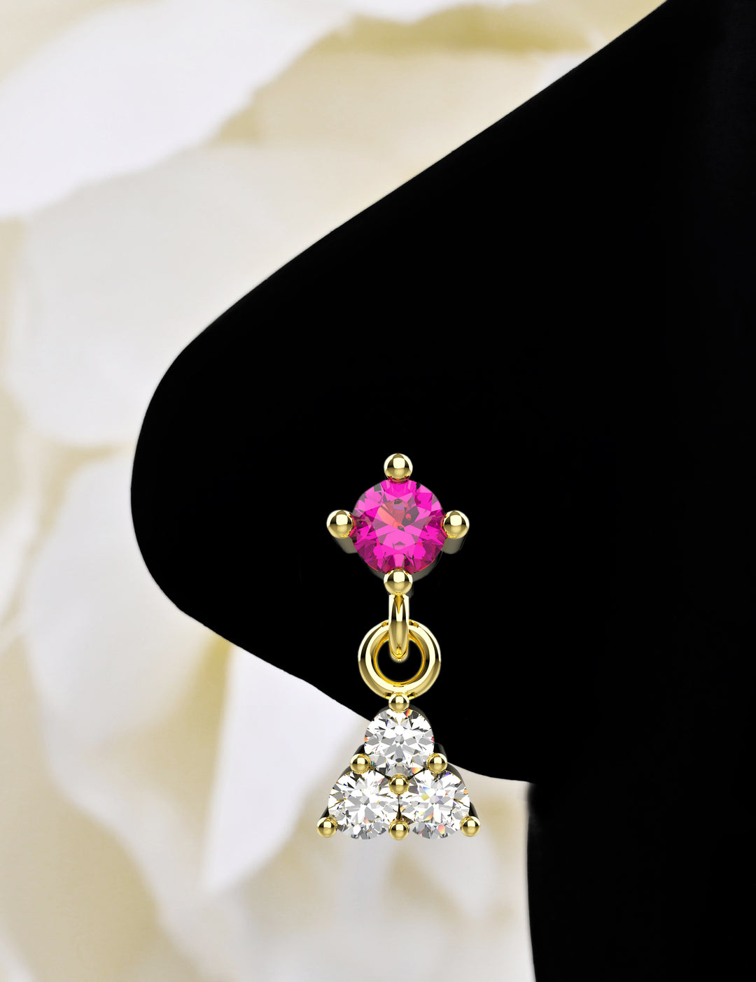 diamond stud gold nose ring