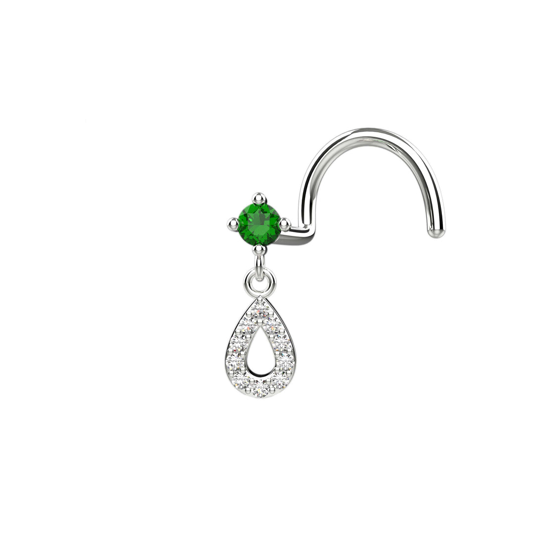 Drop style emerald nose piercing