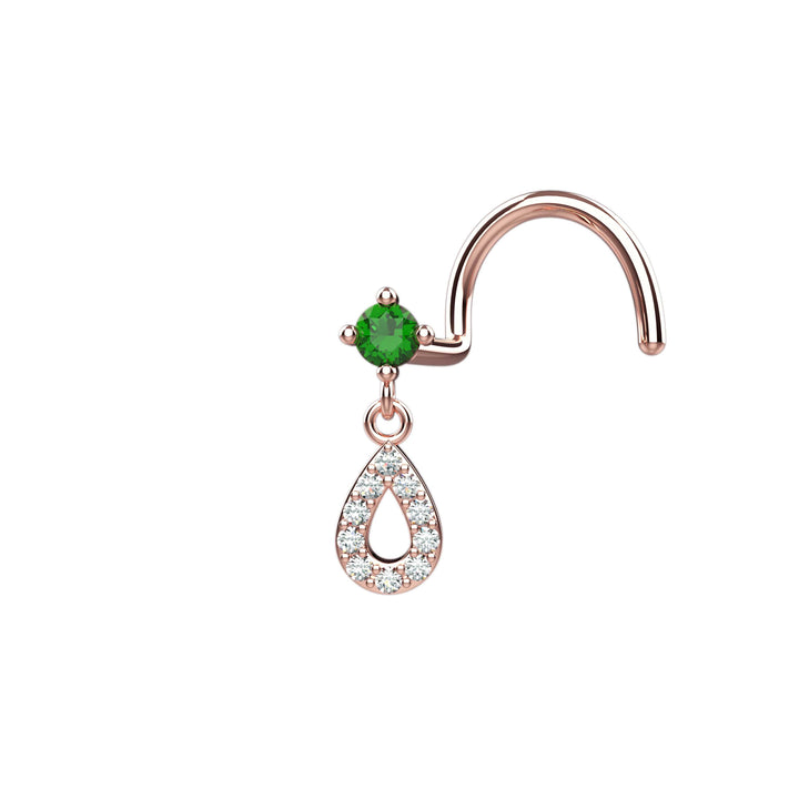 Gold emerald nose jewelry