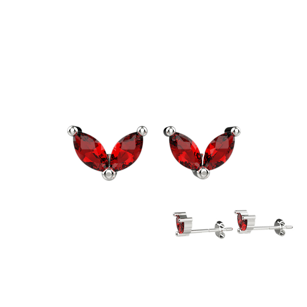 Gold garnet studs – dainty red gemstone earrings