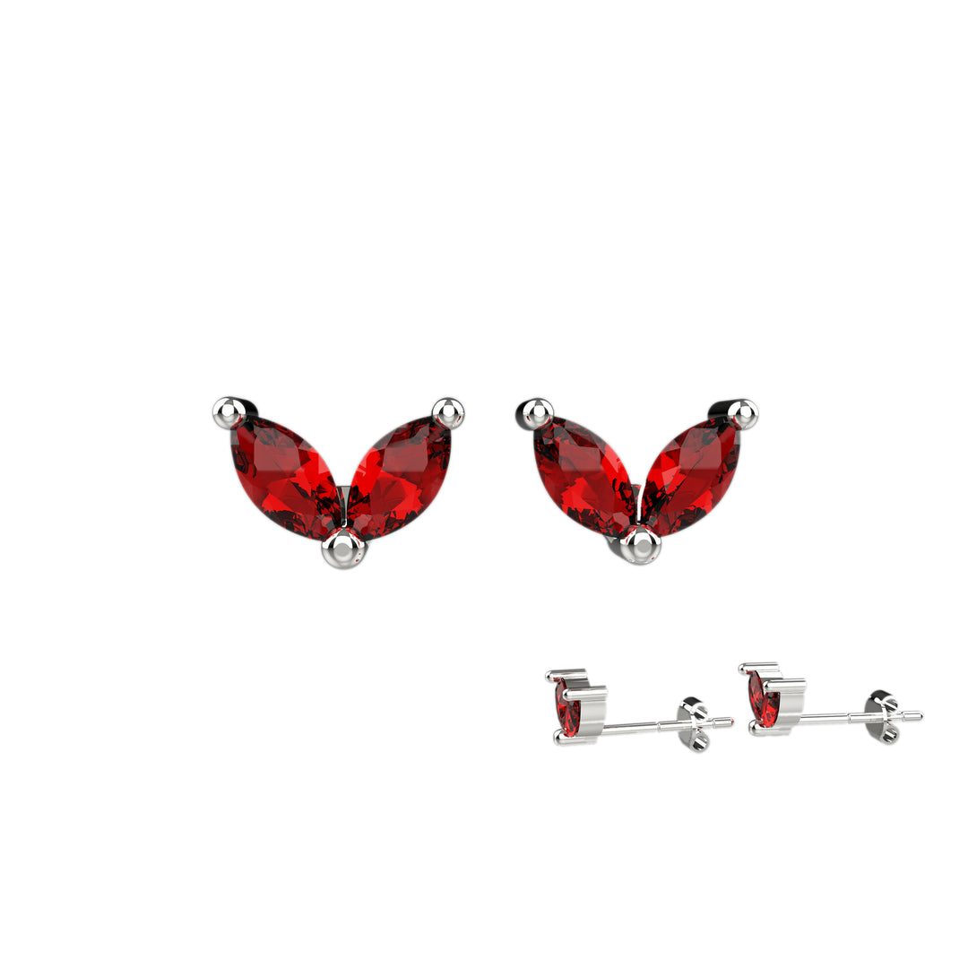 Gold garnet studs – dainty red gemstone earrings