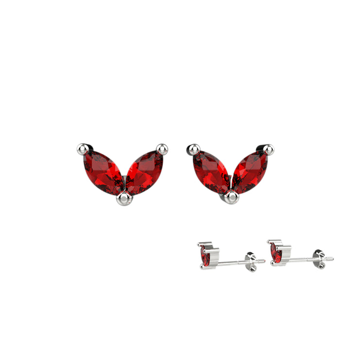 Gold garnet studs – dainty red gemstone earrings
