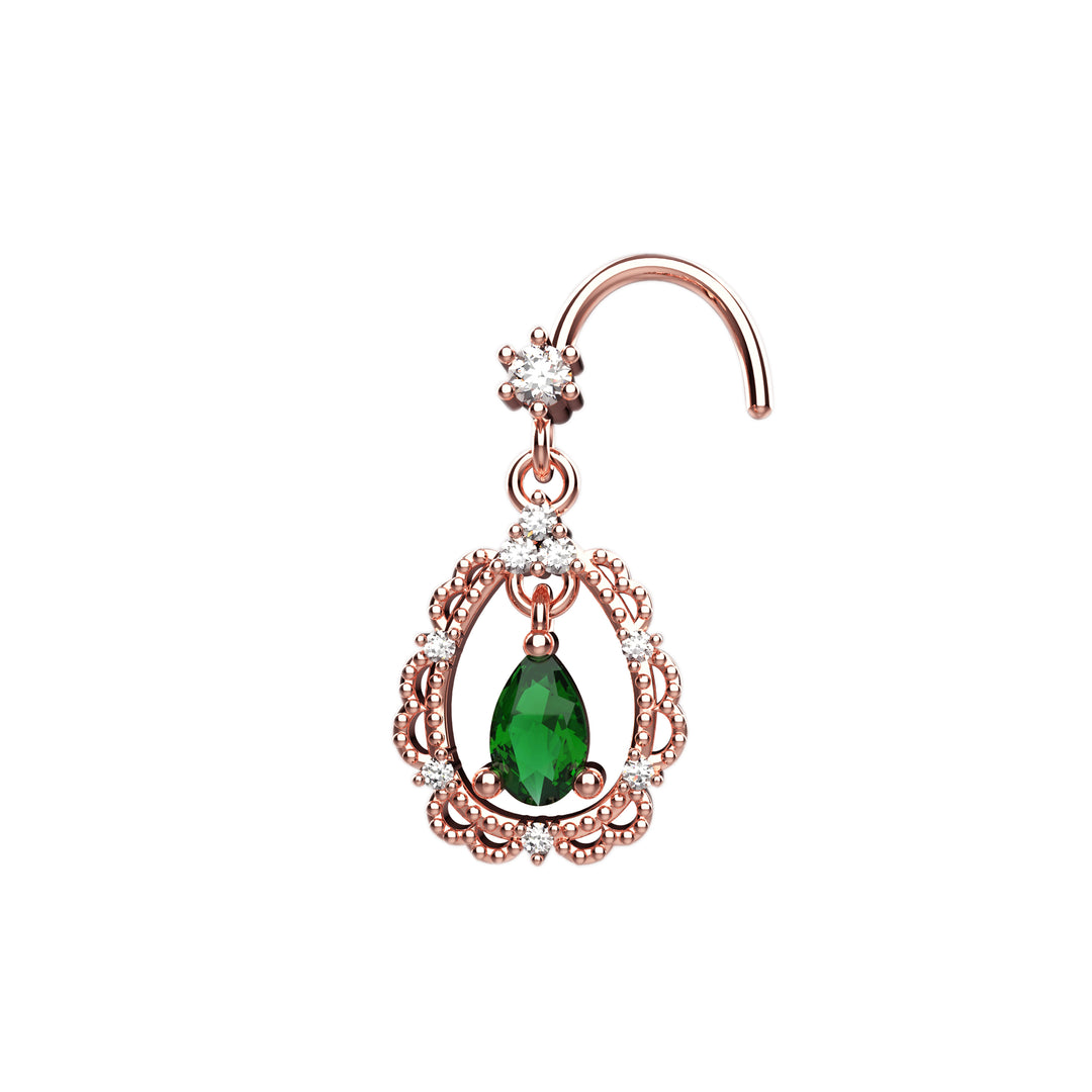 Elegant emerald nose ring for women
