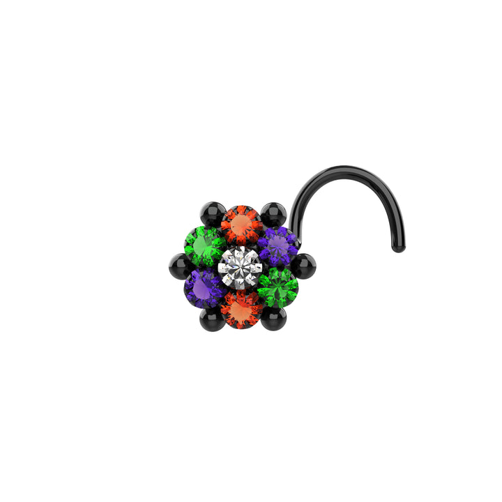 Thin flower nose ring, ideal for a stylish and feminine nose piercing.