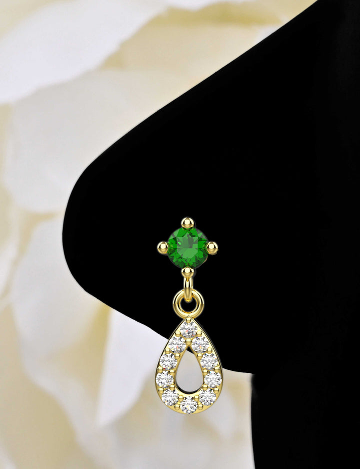 Emerald dangle nose stud
