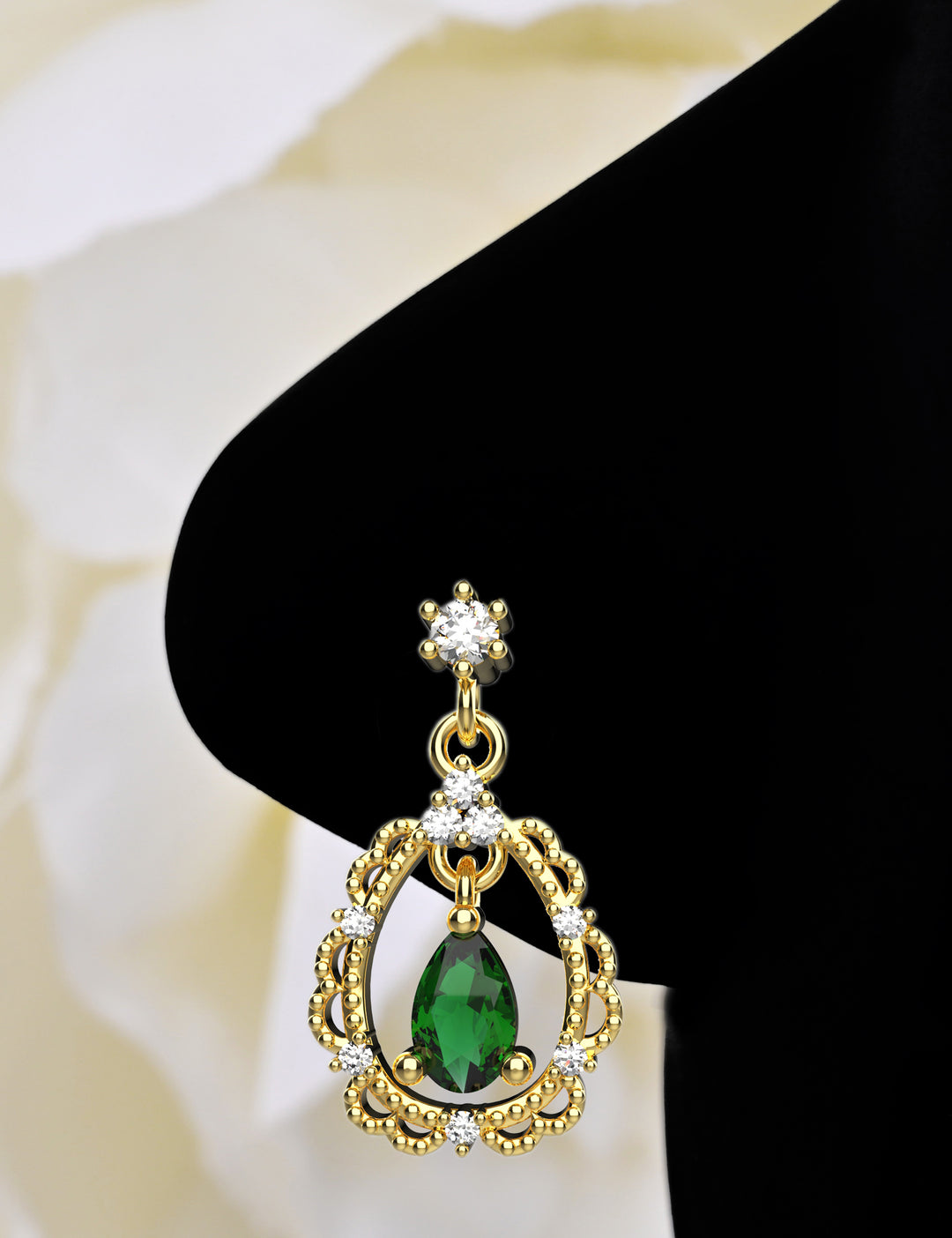 Emerald stone dangle gold nose ring