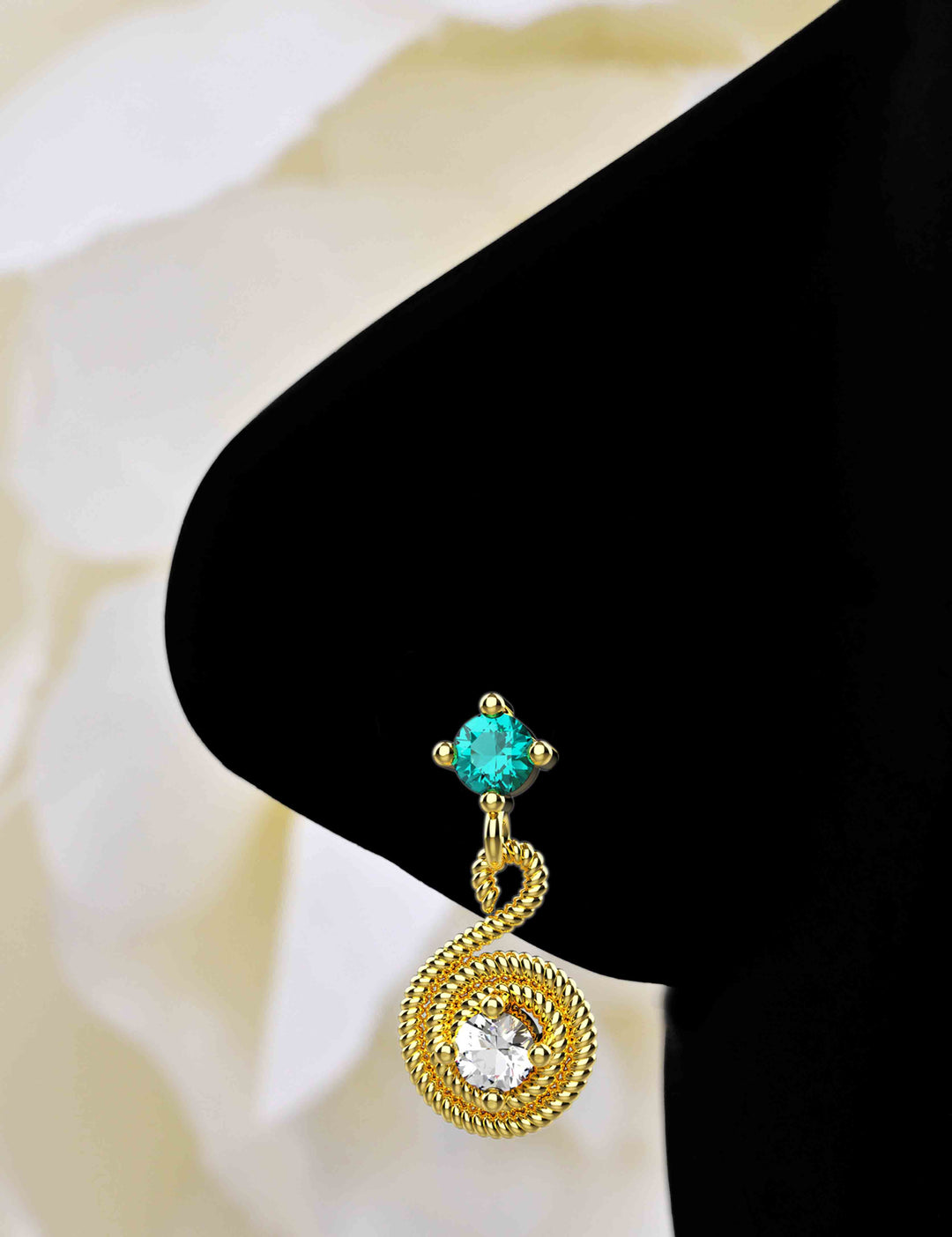 Gold dangle nose stud