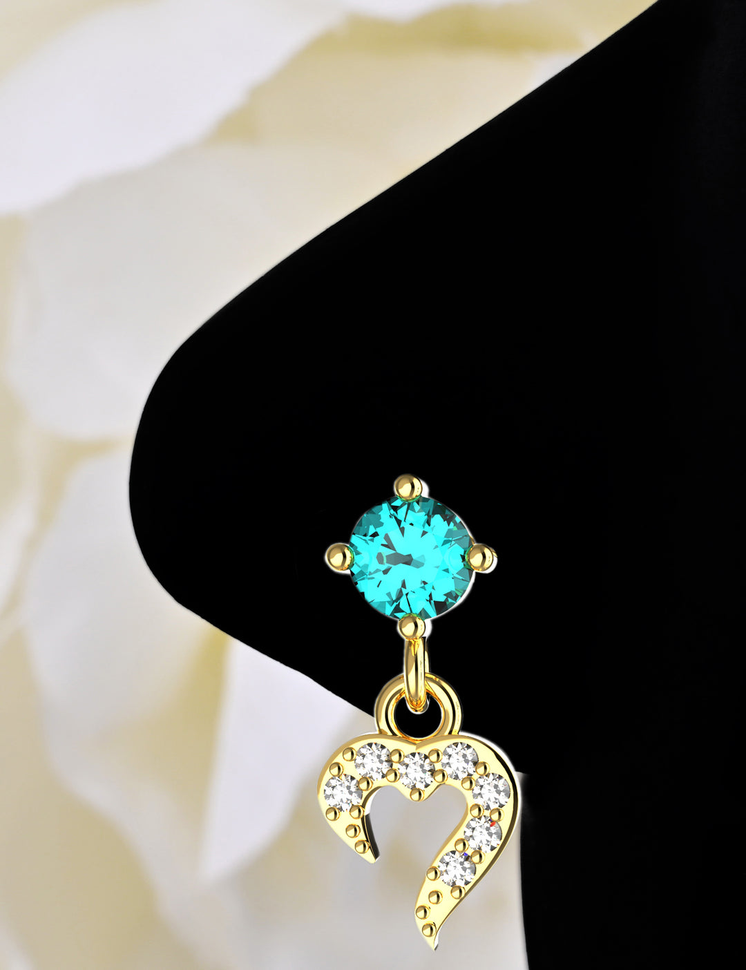 Blue stone dangle nose stud