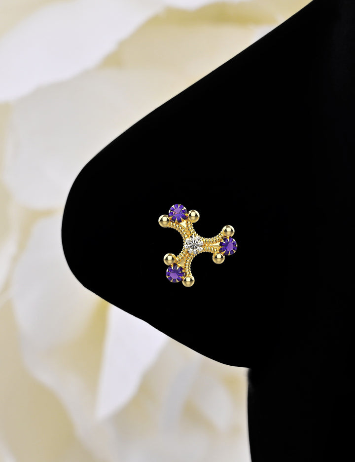 Tiny sapphire nose stud
