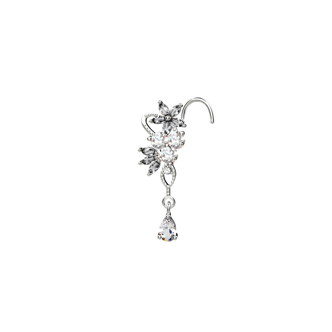 Trendy gold nose ring with dangle