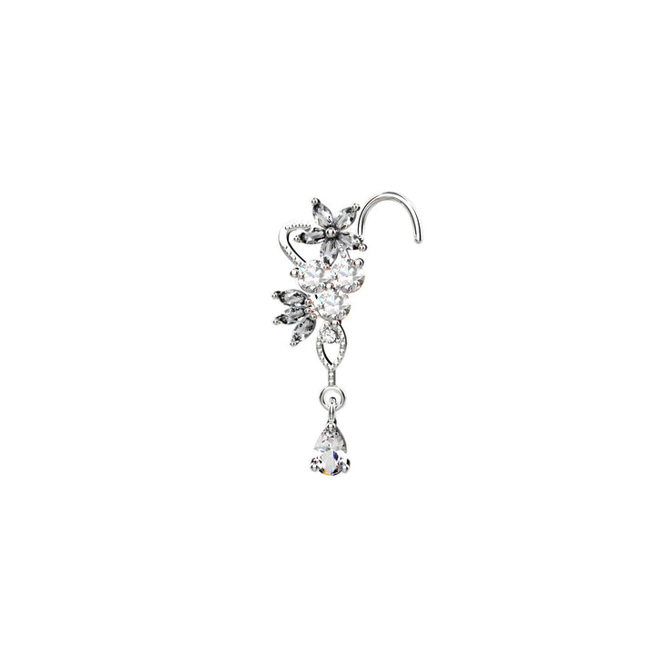 Trendy gold nose ring with dangle
