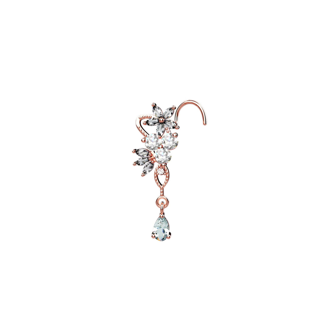 Minimalist dangle nose piercing
