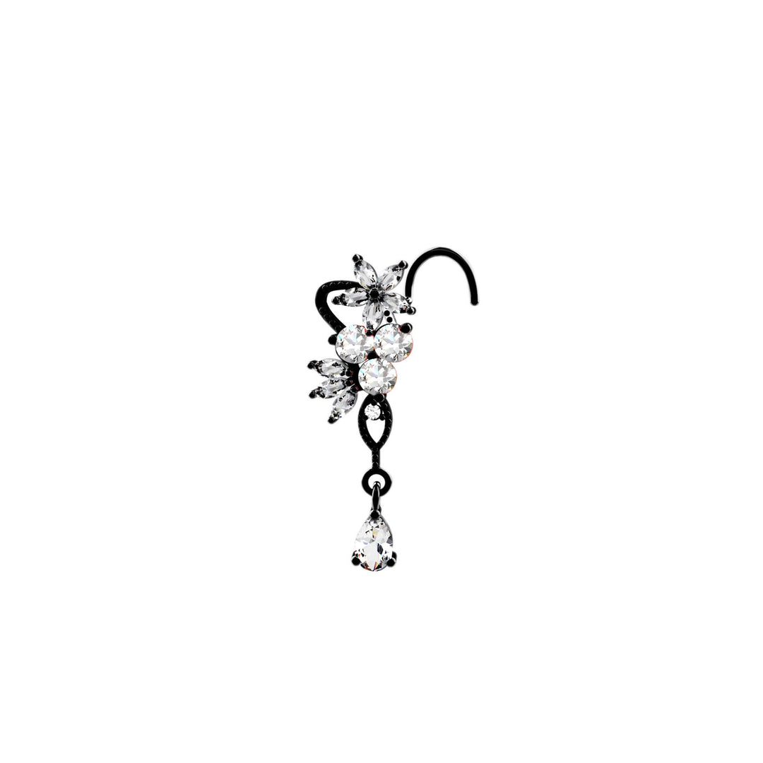 Gold dangle nose stud for women