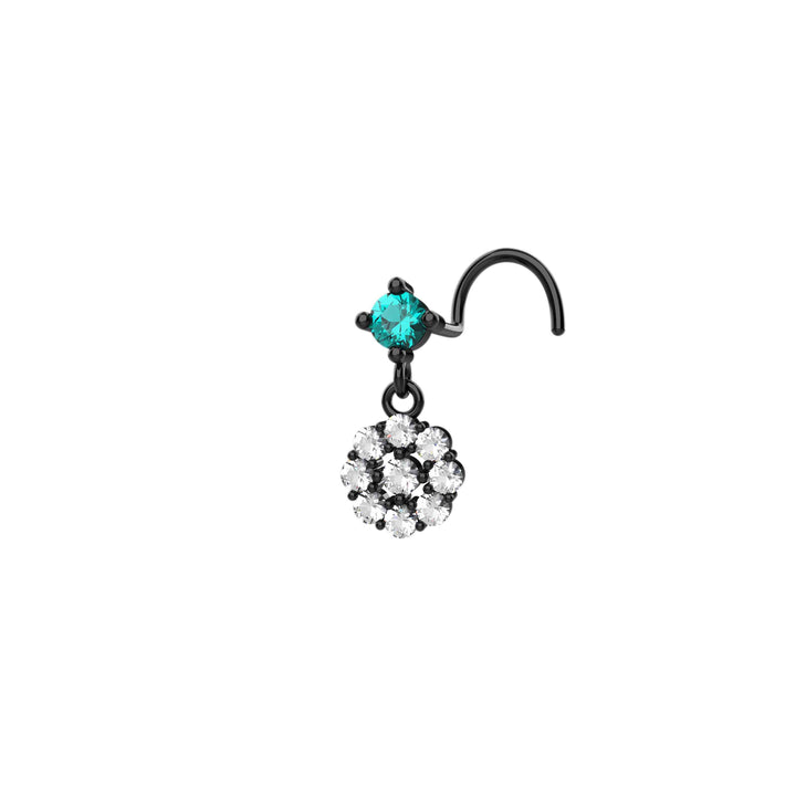 Gold nose stud with dangle