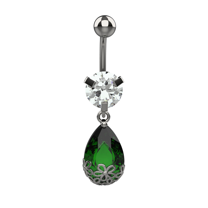 Small emerald belly ring – floating navel jewelry